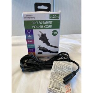 Replacement‎ Power Cord 10ft Non Polarized for TV, DVD Player, Game Console